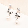 316 Surgical Stainless Round with Hand Stud Earrings EJEW-C160-08P-4