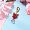 Natural Carnelian & Glass Seed Beaded Cat Pendant Decoration HJEW-MZ00157-07-1