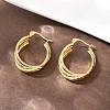 304 Stainless Steel Triple Twist Ring Stud Earrings EJEW-P324-09G-3
