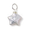 Natural Nucleated Baroque Keshi Pearl Star Charms with 304 Stainless Steel Findings PALLOY-JF05004-3