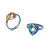 Ion Plating(IP) 201 Stainless Steel Hollow Out Heart Adjustable Ring for Women RJEW-C045-02M-4