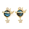 Brass Micro Pave Cubic Zirconia with Glass Pendants KK-G533-20G-1