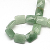 Faceted Rectangle Green Aventurine Beads Strands X-G-R304-12-2