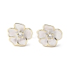 Camellia Brass Enamel Stud Earring Findings X-EJEW-V002-01G-1
