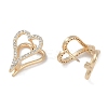Clear Cubic Zirconia Heart Hoop Earrings EJEW-L292-003G-2