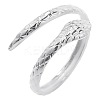201 Stainless Steel Snake Wrap Open Cuff Ring for Women FIND-PW0004-72P-1