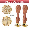 2Pcs 2 Styles Golden Tone Brass Wax Seal Stamp Heads AJEW-CP0005-99-2