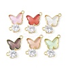 Brass Micro Pave Cubic Zirconia and Glass Connector Charms KK-F892-48G-1
