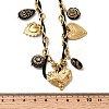 304 Stainless Steel Heart & Acrylic Black Flower Pendant Bib Necklaces for Women NJEW-A063-05G-4