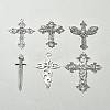 6Pcs 6 Styles Tibetan Style Alloy Cross Pendants FIND-FS0002-57-10