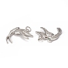 Brass Micro Pave Cubic Zirconia Bird Pendants KK-E068-VB297-3