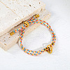 304 Stainless Steel Link Braided Cotton Cord Adjustable Slider Bracelets WG7AACD-01-3