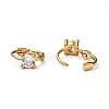 Brass Micro Pave Clear Cubic Zirconia Huggie Hoop Earrings EJEW-H121-13G-3