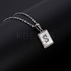 Rectangle Stainless Steel Pave Natural White Shell Pendant Necklaces FS-WG3D812-19-1