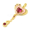 Heart Real 18K Gold Plated Rack Plating Brass Micro Pave Cubic Zirconia Pendants KK-S396-09C-2