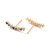 Colorful Cubic Zirconia Curved Bar Stud Earrings EJEW-C023-03G-2