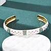 304 Stainless Steel Enamel Cuff Bangles for Women BJEW-H637-02B-G-2