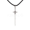 Alloy Sword Pendant Necklace with Waxed Cords X-NJEW-JN04473-1