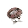 Natural Rhodonite Round Adjustable Rings RJEW-K371-09S-30-2