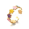 201 Stainless Steel Enamel Open Cuff Ring for Women LS-RJEW-A053-04G-03-3