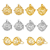 8Pcs 4 Styles Rack Plating Brass Cage Pendants KK-DC0002-45-1