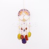 Copper Wire Wrapped Natural Mixed Stone Chips Tree of Life Suncatcher HJEW-H065-05G-1