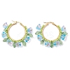 Glass Flower Hoop Earrings EJEW-TA00589-3