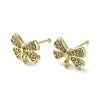 Rack Plating Brass & Cubic Zirconia Stud Earring Findings KK-G487-08G-1