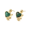Natural Malachite Heart Stud Earrings EJEW-K287-01G-10-1