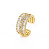 Brass Micro Pave Cubic Zirconia Cuff Rings for Women RJEW-T016-37G-02-3
