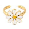 Rack Plating Flower Brass Enamel Open Cuff Rings for Women RJEW-S242-10B-2