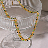 304 Stainless Steel Enamel Green Leaf Link Chain Necklaces for Women OR8327-5