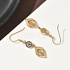 304 Stainless Steel Rhombus Dangle Earrings EJEW-Z129-12G-02-3