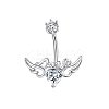 304 Stainless Steel Pave Cubic Zirconia Curved Barbell Belly Rings FS-WG6D7D2-01-1
