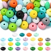 100Pcs 25 Styles Rondelle Food Grade Eco-Friendly Silicone Abacus Beads SIL-YW0001-36-1