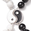 2Pcs 2 Style Natural Black Agate(Dyed) & Howlite Beaded Stretch Bracelets Set BJEW-TA00163-4