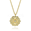 Elegant Brass Clear Cubic Zirconia Flower Pendant Cable Chain Necklaces for Women EP9380-4
