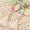 50Pcs Round with Flower Food Grade Eco-Friendly Silicone Beads SIL-AN0001-03-4