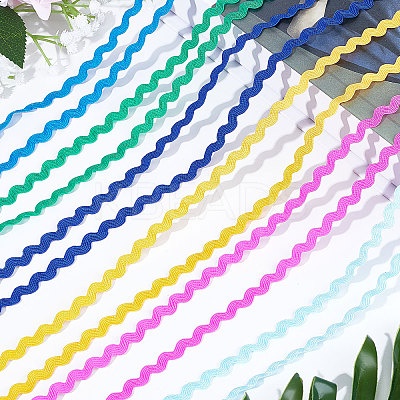 6 Yards 6 Colors Polyester Wavy Fringe Trim Ribbon OCOR-WH0080-44A-1