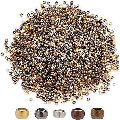 2500Pcs 5 Colors Brass Crimp Beads KK-AR0004-18-1