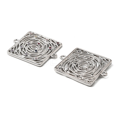 Brass Micro Pave Colorful Cubic Zirconia Hollow Connector Charms KK-K351-58C-P-1