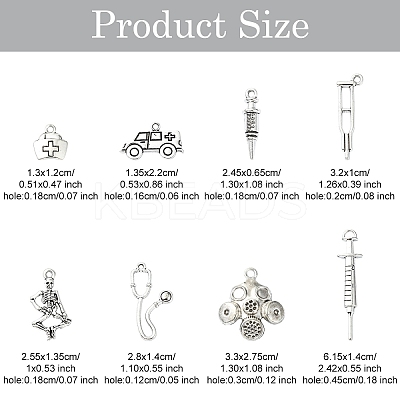 40Pcs 8 Styles Tibetan Style Alloy Pendants TIBEP-YW0001-86-1