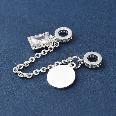 Brass Micro Pave Clear Cubic Zirconia Cable Chain European Beads KK-G531-07A-S-1