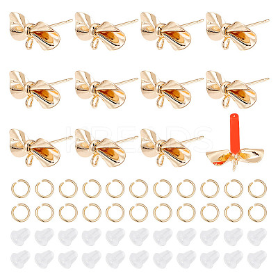 DIY Bowknot Brass Stud Earring Making Findings Kits DIY-GO0001-33-1