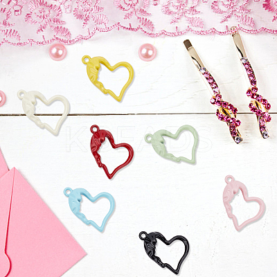 32Pcs 8 Colors Spray Painted Alloy Pendants PALLOY-DR0001-01-1