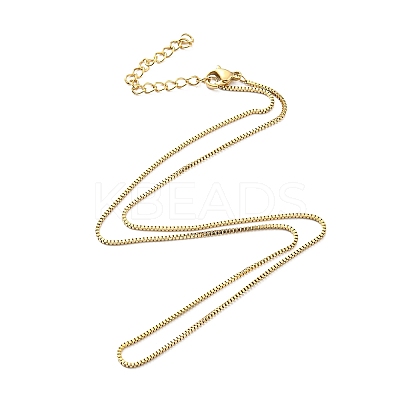 304 Stainless Steel Box Chain Necklace for Women NJEW-A008-02G-1
