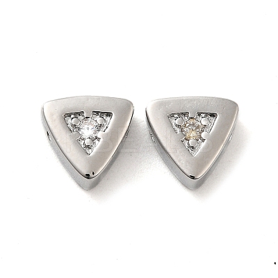 Real Platinum Plated Brass Micro Pave Cubic Zirconia Beads KK-H455-08P-01-1