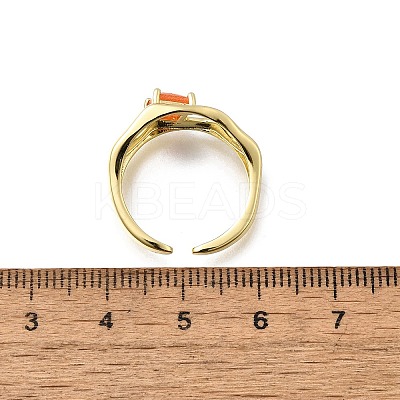 Square Brass Cat Eye Cuff Rings RJEW-G344-01G-04-1