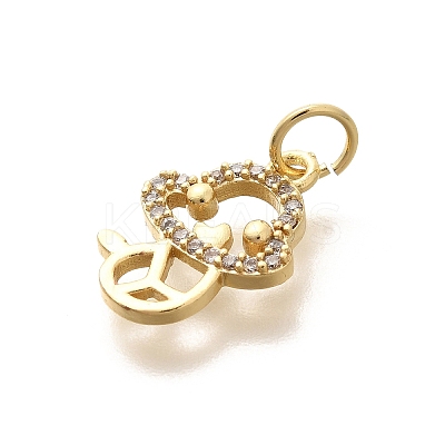 Rack Plating Brass Micro Pave Cubic Zirconia Pendants KK-H508-28G-09-1