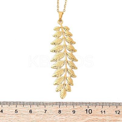 304 Stainless Steel Leaf Pendant Necklaces NJEW-H059-29B-G-1